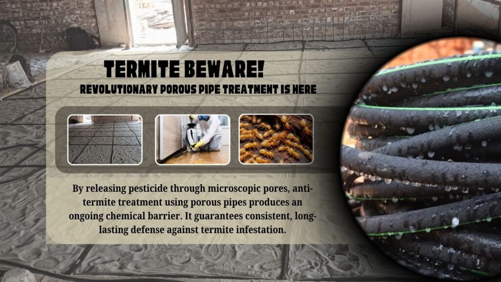 Termite-control porous-pipe reticulation system